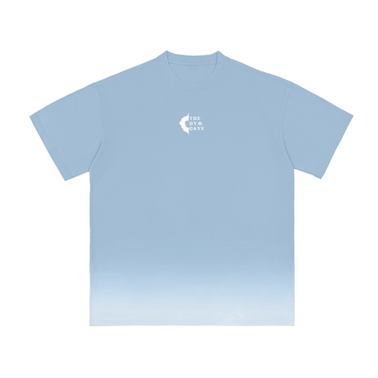 White Gradient on Blue Washed T-shirt