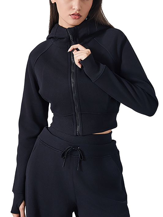 Cropped Full-Zip With Hoodie